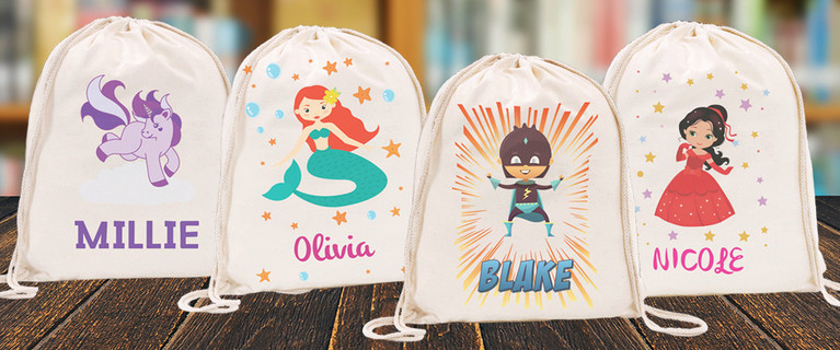 BACK TO SCHOOL OFFER! Personalised Kids’ Drawstring Gym Bags – $9 for One or $16 for Two. Choose from Four Themes (Valued Up To $51.86)