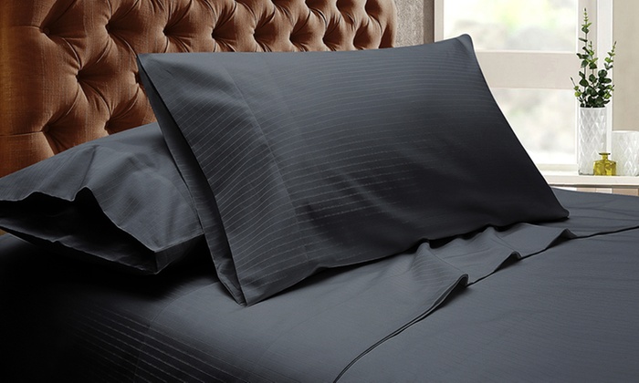 1200TC Cambridge Stripe or Plain Dyed Cotton Sheet or Stripe Quilt Cover Set – Queen ($69) or King ($79)