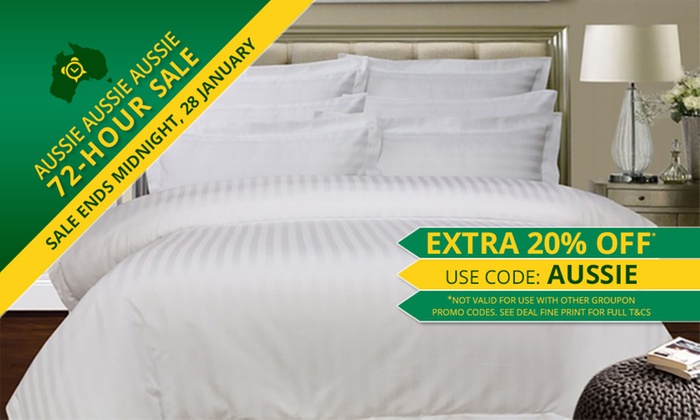 1,000 Thread-Count Cotton Stripe Sheet Set or Quilt Cover Set – Queen ($49) or King Size ($59)