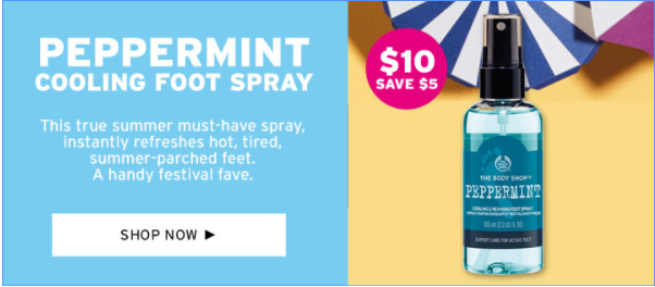 Summer Sale Savings of up to 50% |  PEPPERMINT COOLING FOOT SPRAY ONLY $10.00