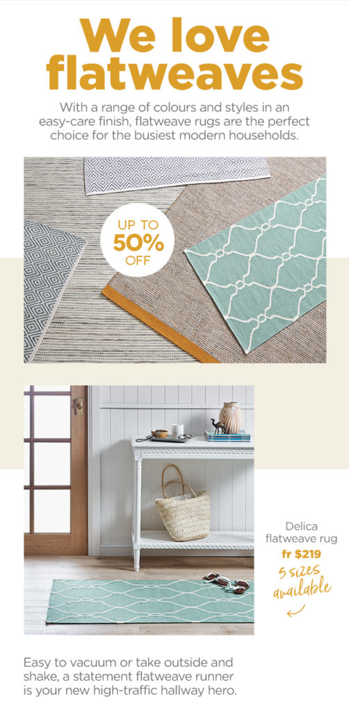 We ❤️ flatweave rugs! Save: $50.00 ON Jasmine Natural Jute Rug FROM $149.00 (RRP$199.00)