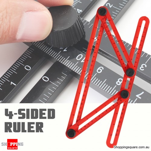 DURABLE Four Sided Measuring Multi Angle Ruler Template Angle Finder Protractor Tool Red Colour now $4.95 (Was: $6.95)