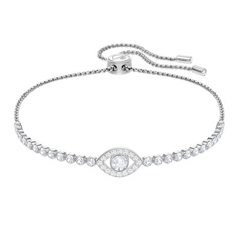 Swarovski Rhodium Plated Subtle Evil Eye Bracelet White $129.00