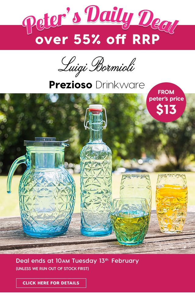 Over 55% off RRP – Luigi Bormioli Prezioso Drinkware. From Peter’s price $13