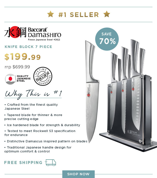 SAVE 70% | Baccarat Damashiro Knife Block 7 piece $199.99 (RRP $699.99)