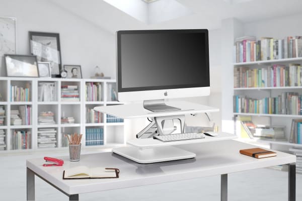 Ergolux Lite Height Adjustable Sit Stand Desk Riser (Small, White) $169
