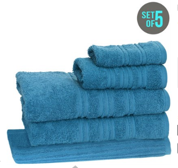 UP TO 70% OFF | Deca Egyptian Cotton 5 Piece Towel Pack Peacock $32.00 (rrp $127.75)
