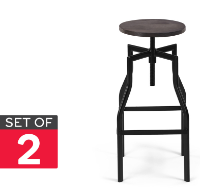 NEW Designer Stools Range – ALL with Free Shipping! Shangri-La Set of 2 Turner Timber Top Industrial Stools only $109