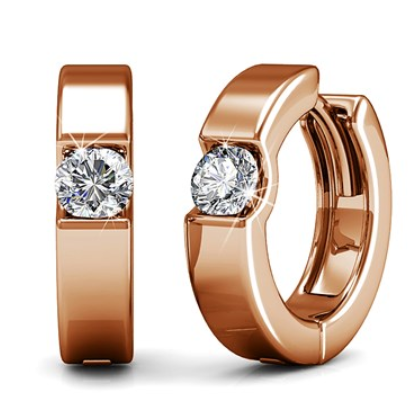 Krystal Couture UP TO 85% OFF | 18K Rose Gold Plated Alloy Center Stone Huggie Earrings only $15.00 (RRP $79.00)