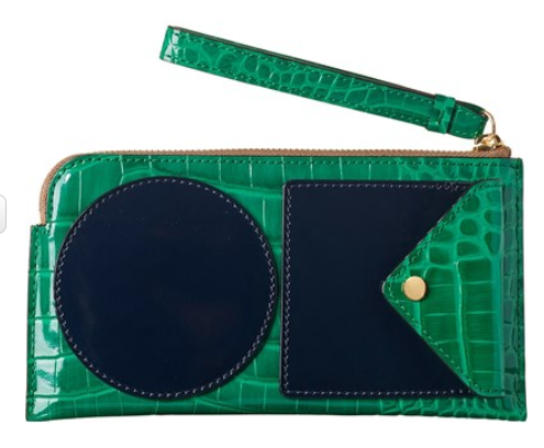 Orla Kiely  UP TO 65% OFF | Colour Block Croc Leather Flat Zip Wallet $99.00 (rrp $234.00)