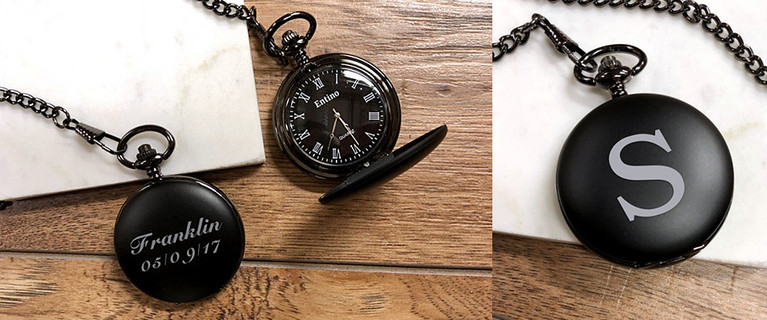 Custom Engraved Personalised Pocket Watch & Chain – Just $14 for One or $24 for Two (Valued Up To $103.76)