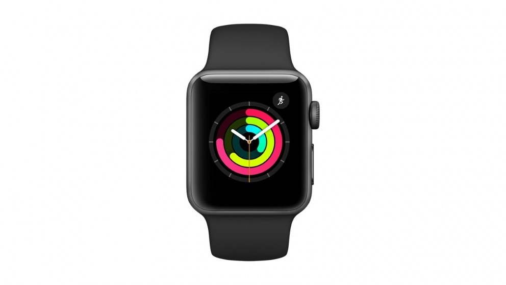 Apple Watch Series 3 – 38mm Space Grey Aluminium Case with Black Sport Band – GPS $437