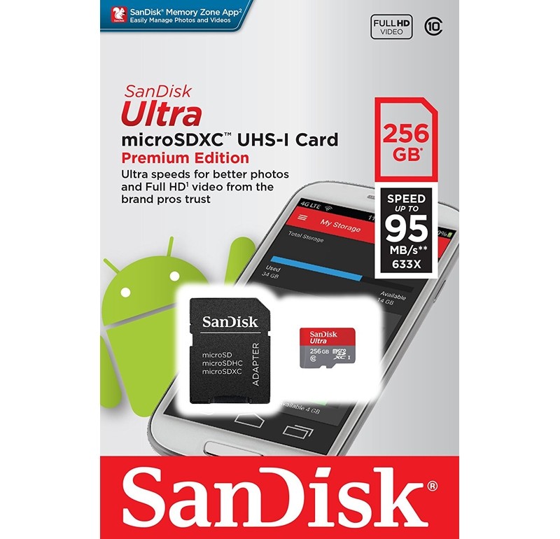 SanDisk Ultra 256GB Micro SDXC UHS-I Card with Adapter, 95MB/s $189.00