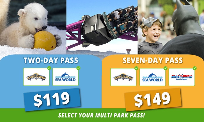 Village Roadshow Theme Parks: 2-Day 2 Parks Pass ($119) or 7-Day 3 Parks Pass ($149) (Up to $159 Value)