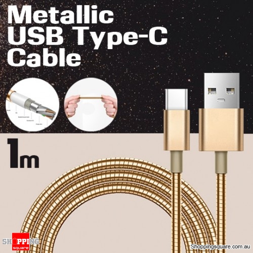 1m Metallic Stainless Steel USB Type C Charging Cable for Samsung S8 Plus LG V30 HTC U11 Gold Colour $6.26 (Was: $6.95)