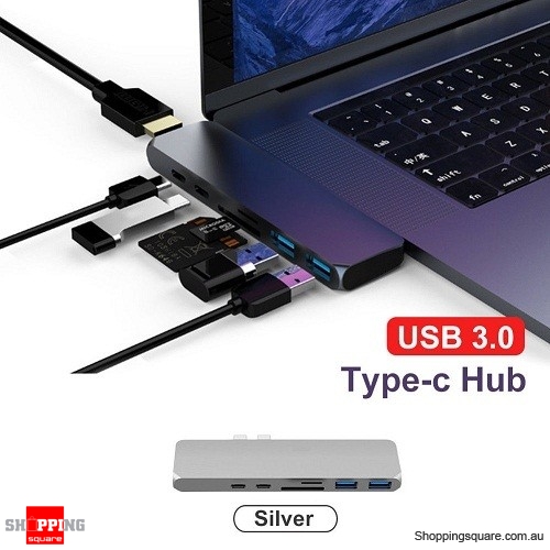 7in1 USB Type-C Port Pro Hub HDMI Adapter For MacBook Pro Silver Colour $24.95 (Was: $34.95)