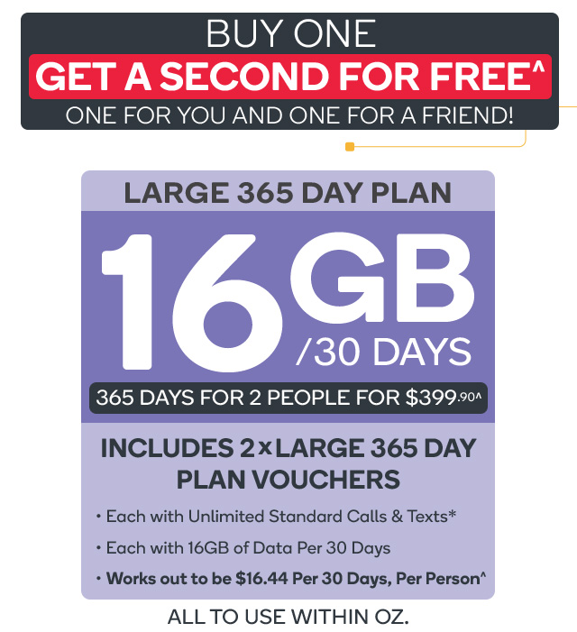 Kogan Mobile Prepaid Voucher Code: LARGE (365 Days | 16GB) – Buy One Get One Free $399.90 + FREE SHIPPING