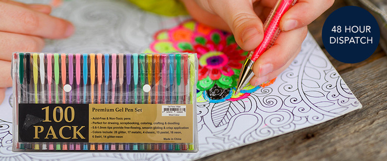 Premium Gel Pen Set with An Amazing Array of 100 Different Coloured Gel Pens! Only $19