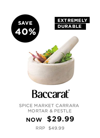 Baccarat Spice Market Carrara Mortar & Pestle $29.99 (RRP $49.99)