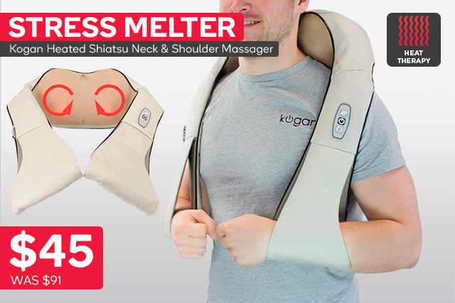 Health & Wellbeing MEGA Sale – Up to 50% OFF | Kogan Heated Shiatsu Neck & Shoulder Massager $45 + FREE SHIPPING (Was $91)