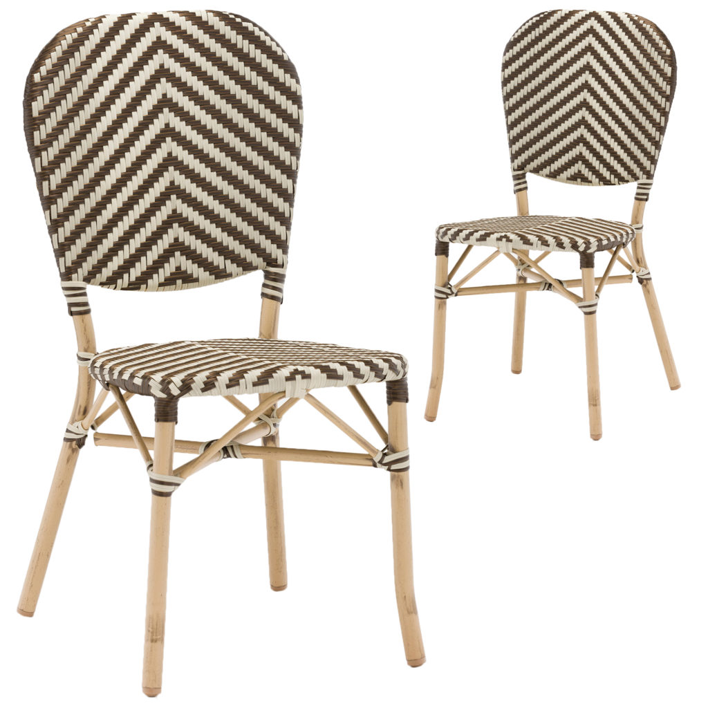 Taupe & White Paris Faux Wicker Cafe Dining Chairs (Set of 2) $249.00