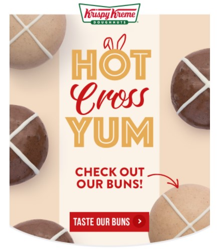 New! Hot Cross Buns like you’ve never tasted before ? Krispy Kreme Easter doughnuts!