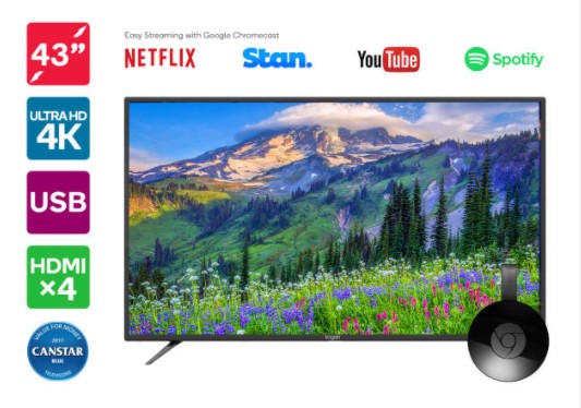 PRICE DROP: Kogan 43″ 4K LED TV (Series 8 JU8000) including Google Chromecast $389 + Delivery (Was $529)