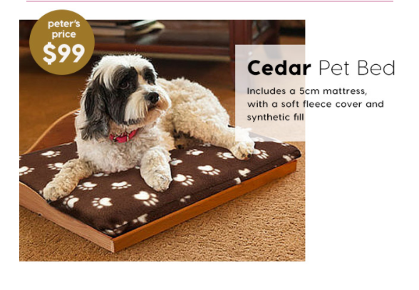 Woodlore Cedar Pet Bed $99.00