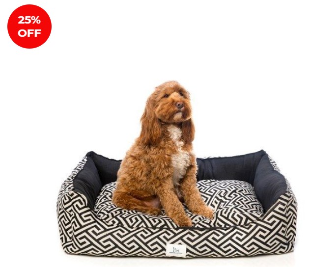 Harper and Hound Geometric Rectangular Bed Black Medium/Large 100 x 80 x 25cm  $97.49 (was $129.99)