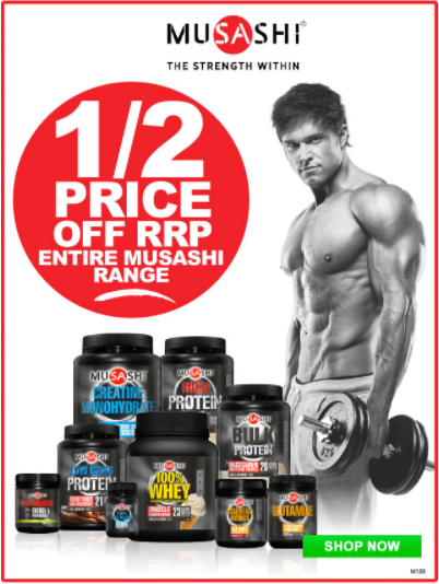 1/2 PRICE OFF RRP ON ENTIRE MUSASHI RANGE … FROM $1.30