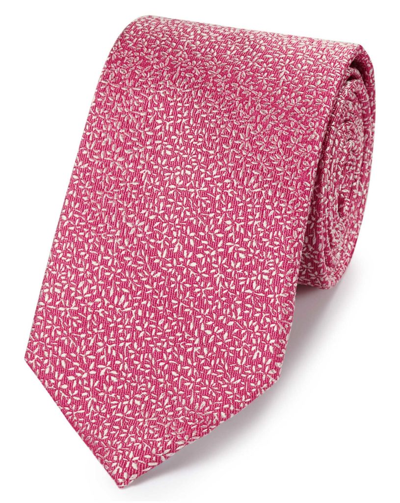 Pink silk micro leaf classic tie $‌56.00