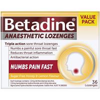 Betadine Sore Throat Anaesthetic Honey & Lemon 36 Lozenges $8.99 (Don’t Pay RRP: $14.99)