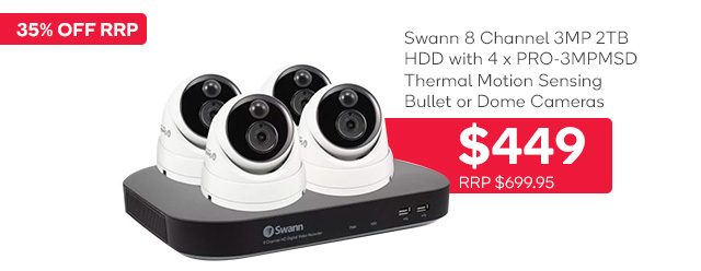 Swann 8 Channel 3MP 2TB HDD with 4 x PRO-3MPMSB Thermal Motion Sensing Bullet Cameras (SWDVK-847804) $449 + Delivery (RRP $699.95)