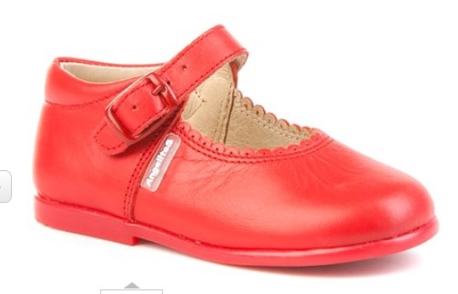 Angelitos Kids Leather Shoes  UP TO 65% OFF | Mary Jane Napa Leather Kids Shoes Scalloped Edge Red $49.00 (RRP $129.00)