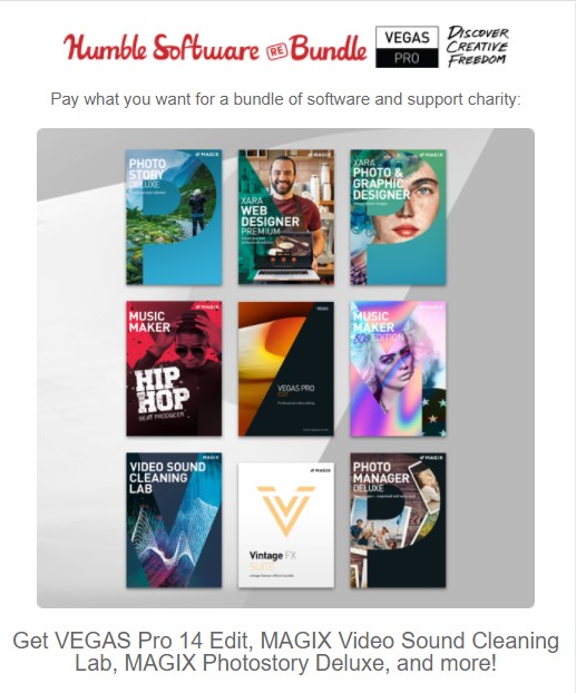 The VEGAS Pro Software Bundle is back! PAY WHAT YOU WANT!