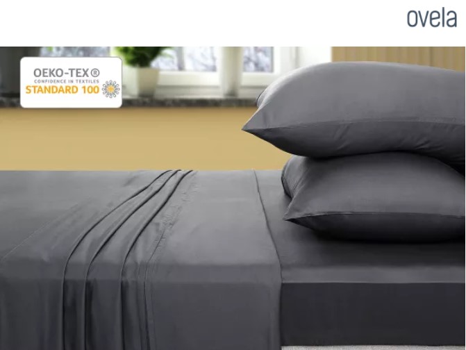 Ovela 400TC 100% Bamboo Bed Sheet Set (King Single, Charcoal) $79 + FREE SHIPPING