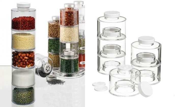 Set of Six Self-Stacking Spice Jars: One ($15) or Two ($25)