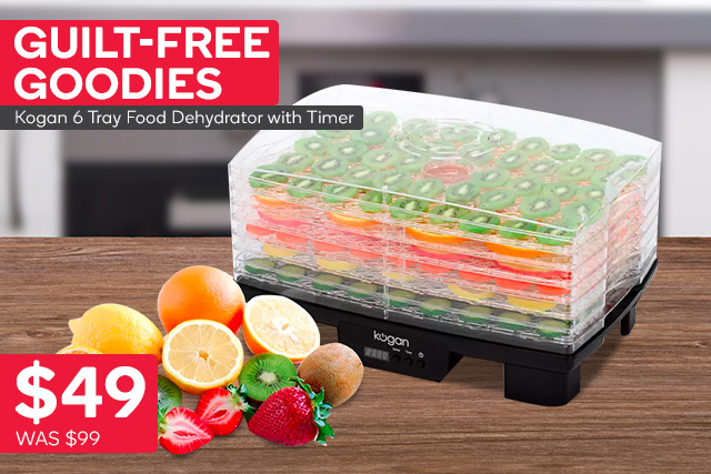 Minimum 25% OFF ALL Kitchen Appliances Inside | Kogan 6 Tray Food Dehydrator with Timer $49 + FREE SHIPPING (Was $99)