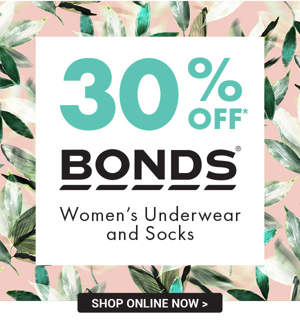 30% OFF Women’s Bonds Underwear & Socks!  From $2.80