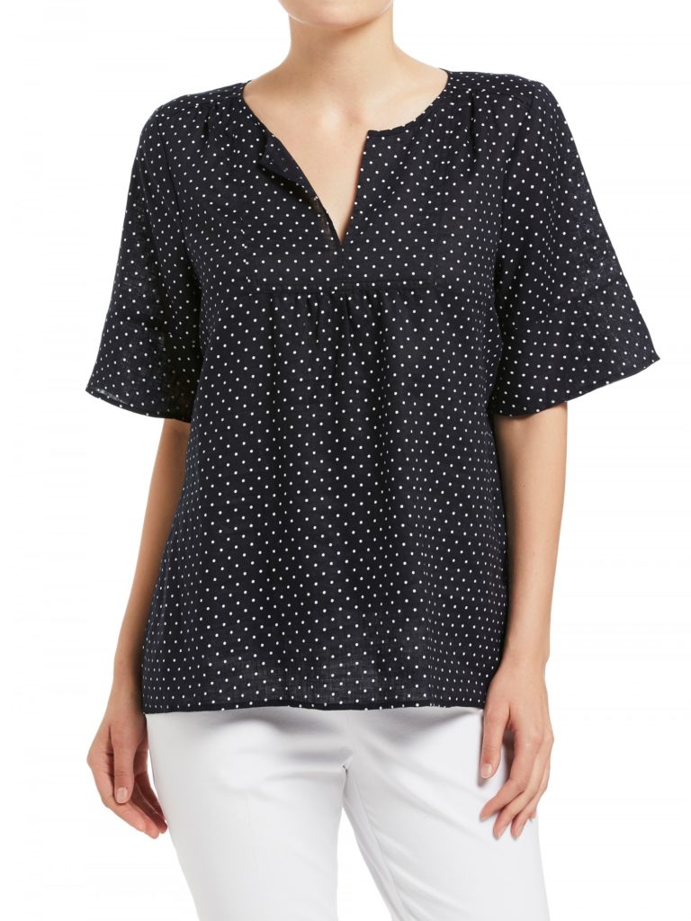 Navy Spot Linen Tee $59.95 (was $89.95)