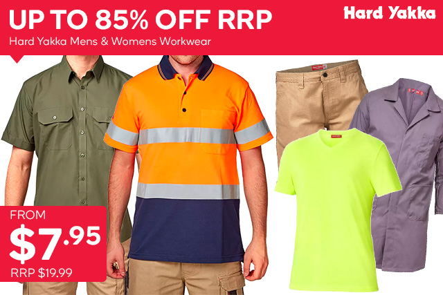 Hard Yakka up to 85% OFF RRP – from $7.95!