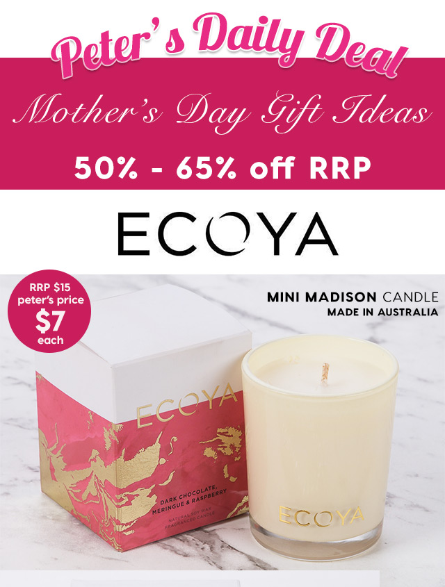 50% – 65% off RRP Ecoya Meringue & Raspberry Madison Candles & Mini Reed Diffuser From $7