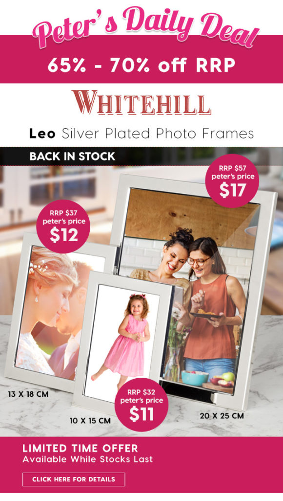 65% – 70% off RRP Whitehill Leo Silver Plated Photo Frames – From Peter’s Price $11