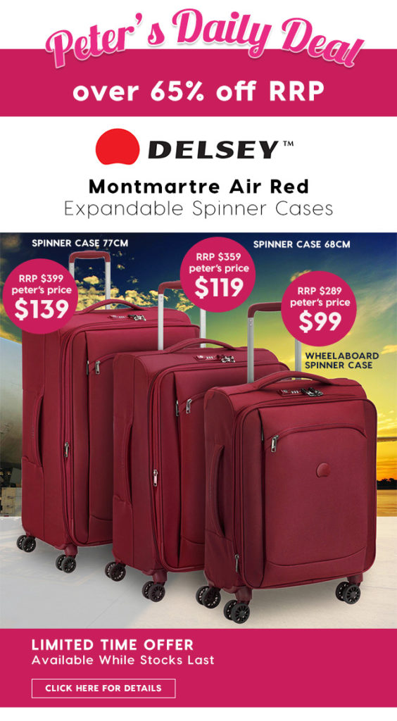 Over 65% off RRP – Delsey Montmartre Air Red Expandable Spinner Cases from $99