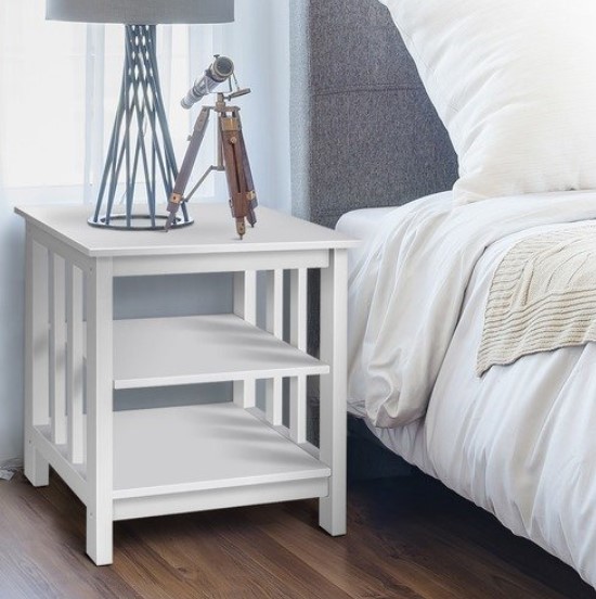 White Slatted Timber Side Table  $79.00 (RRP$89.00)