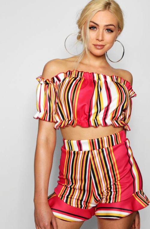 Sophie Stripe Frill Crop Top & Short Co-ord £22.00