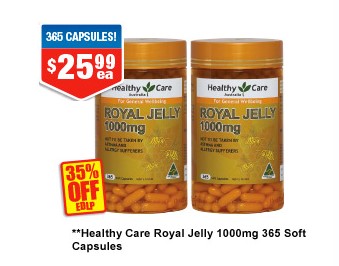 Healthy Care Royal Jelly 1000 365 Capsules $25.99 (WAS: $39.99)