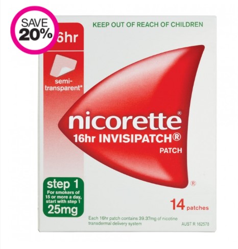 NICORETTE 16hr Invisipatch Step 1, 25mg 14 pack $39.99 (was $49.99)