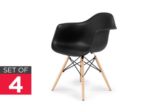 Ovela Set of 4 Eiffel DAW Dining Armchairs – Eames Replica (Black) $129 + Delivery (Don’t Pay $258)