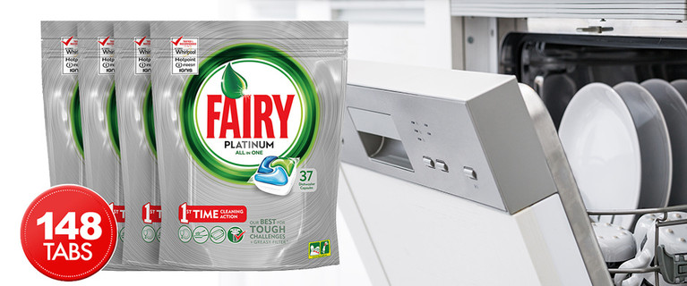 148 Fairy Platinum Dishwasher Tablets – Keep your Dishes Sparkling Clean with this Four x 37 Pack Fairy Platinum Dishwasher Tablets. Only $40